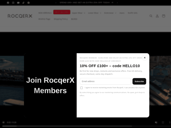 Homepage of the RocqerX online store